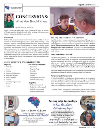 Article by Dr. Alicia Brown about concussions. 