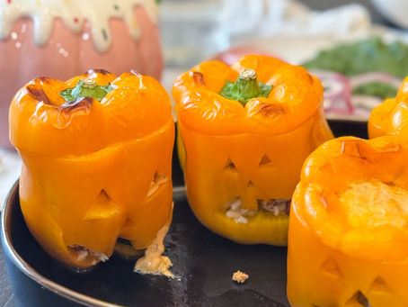 Jack-o-Lantern Taco Stuffed Peppers