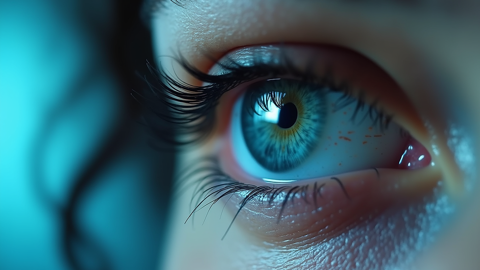 Close-up view of eye examination using digital imaging technology