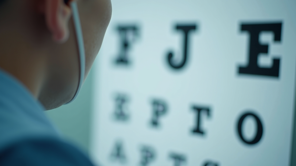 Eye-level view of an eye chart used for vision testing