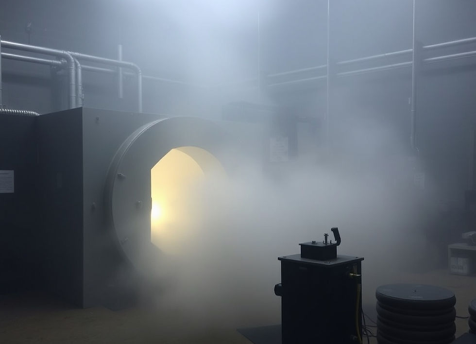 Eye-level view of a humidity testing chamber with electronic devices inside