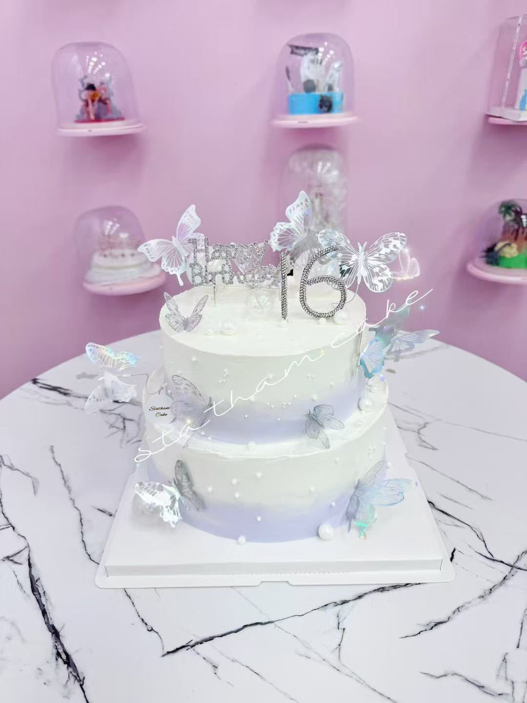 Purple Butterfly  Birthday Cake - mutible layers 