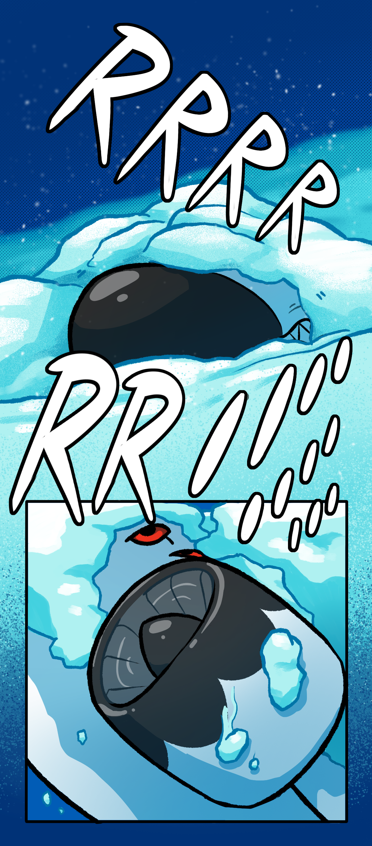 Something big starts growling, emerging from the snow snout first as the growling turns into ear piercing revving as her engines start.