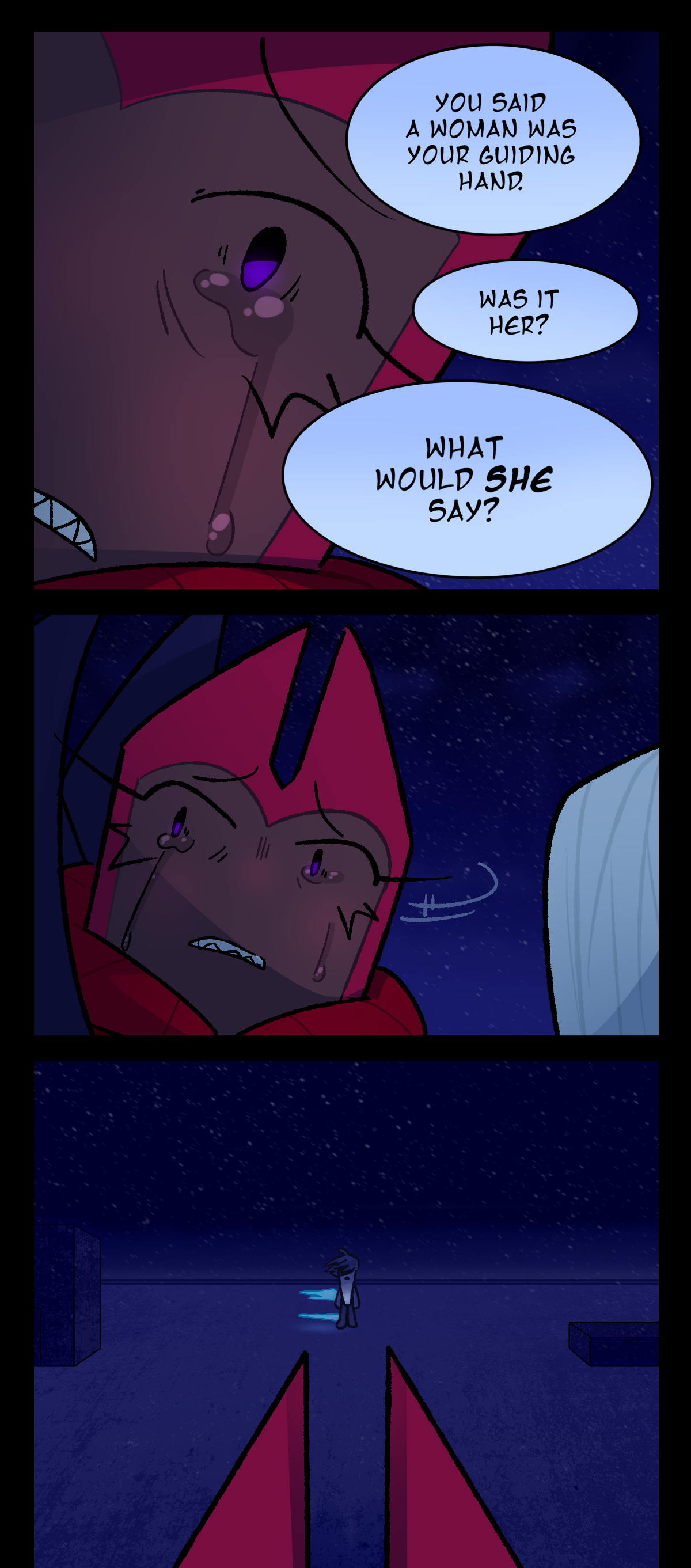 Hokkaido says, You said a woman was your guiding hand. Was it her? What would she say? Dragonscale turns around, where she sees Ghost Pepper standing off in the distance, her face obscured by her leaves.