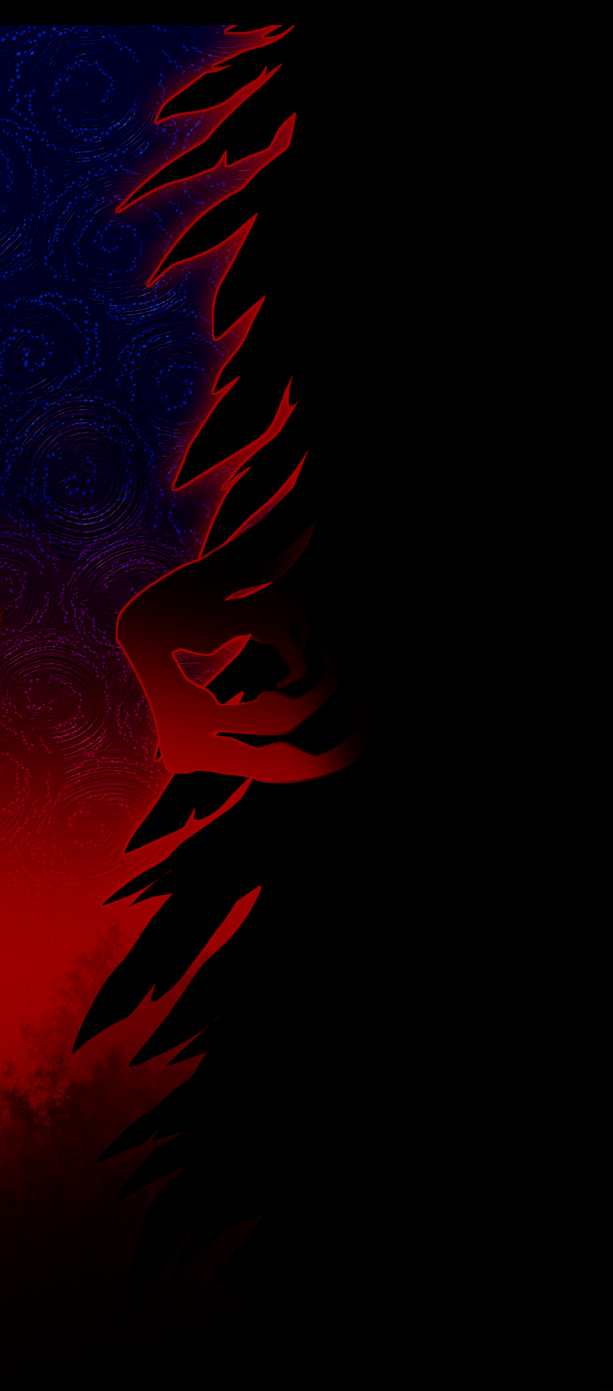 A clawed hand emerges slowly from the tall figure.