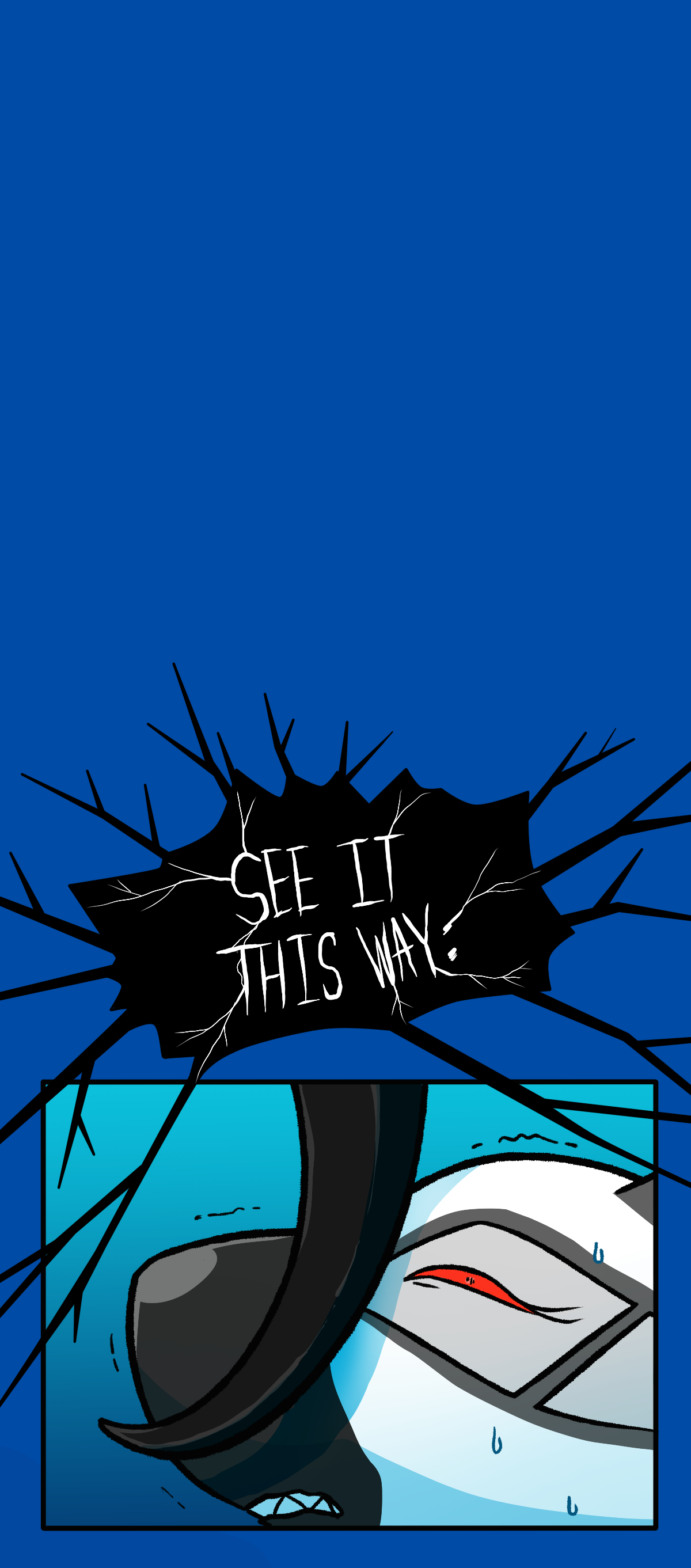 Morrigan says, See it this way. Her talon hovers in front of Airplane's eye. 