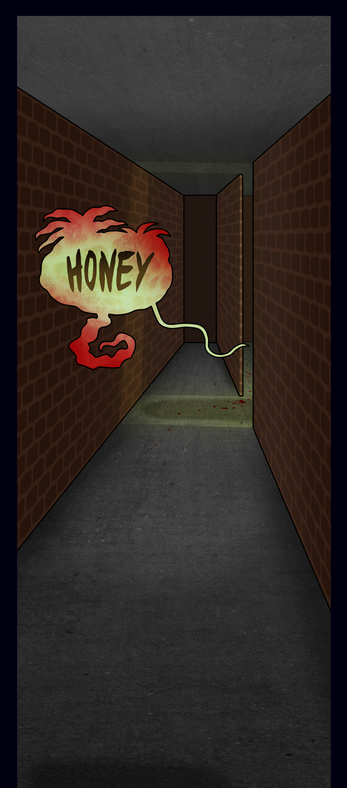 Sunny's voice becomes distorted, saying, honey.
