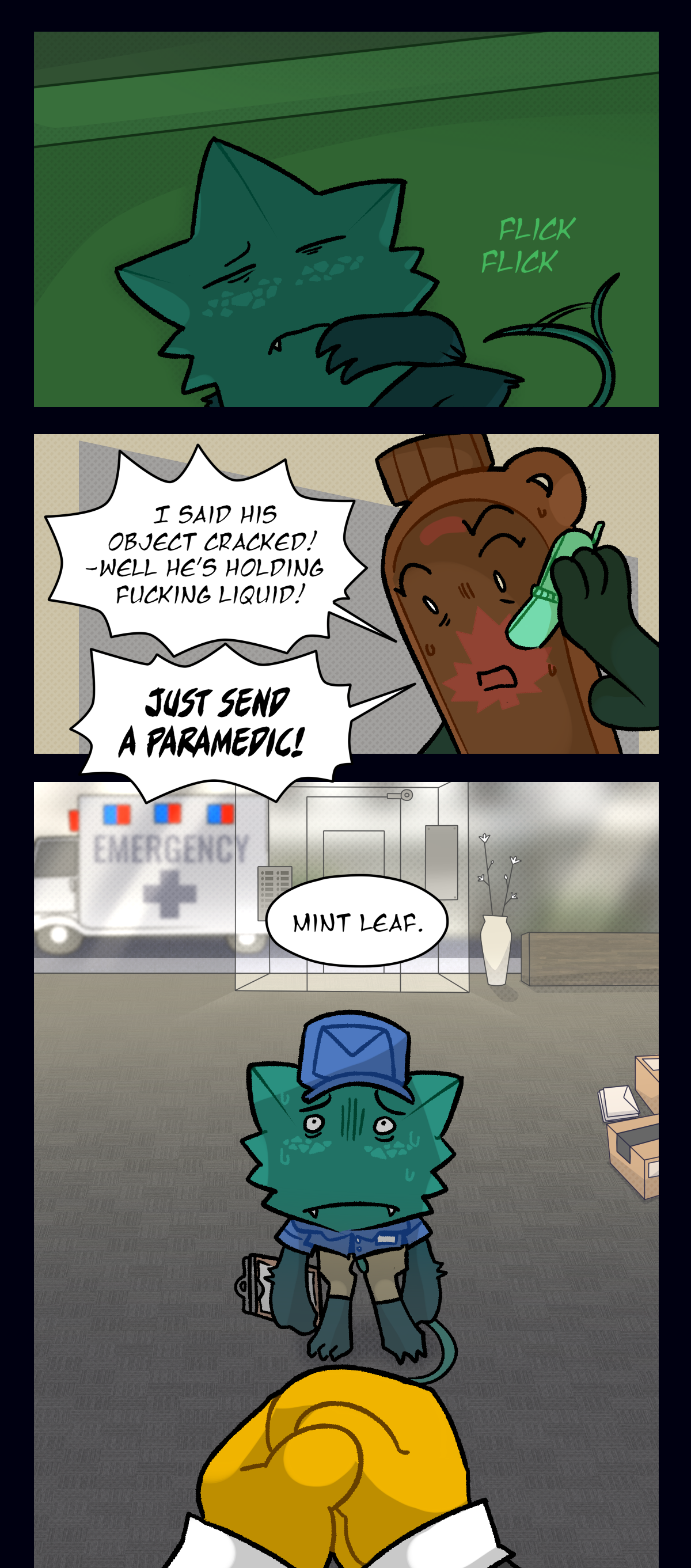 text says flick flick. Maple syrup shouts, I said his object cracked! Well he's holding fucking liquid! Just send a paramedic! Someone says, mint leaf.