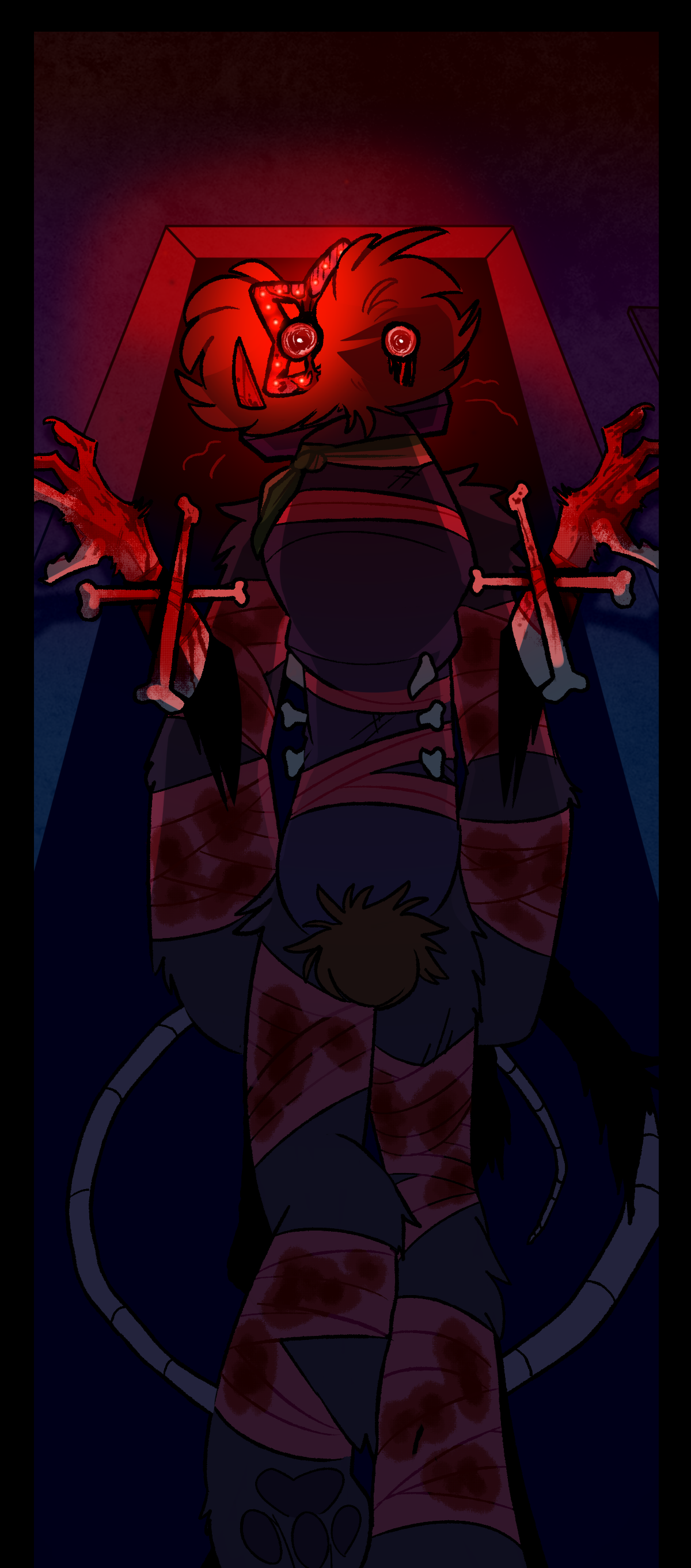 Silently, Razor walks into the terminal room, passing through Wanda.
