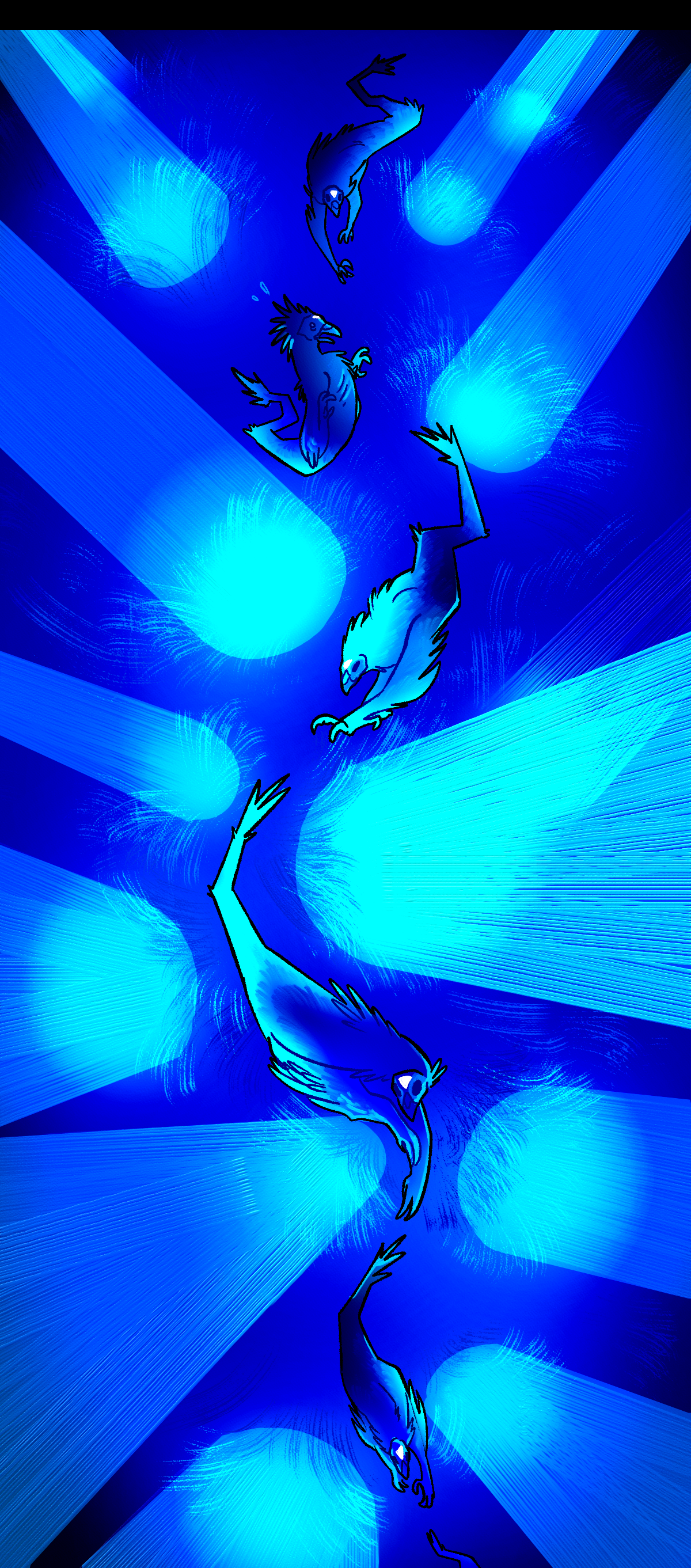 The Nightcrawler begins to flee, occasionally stopping to fearfully avoid more light beams.