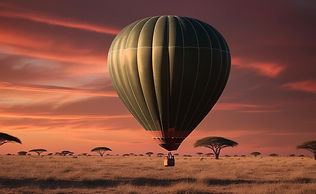 Hot air balloon over Kenya scene in dark olive green and bronze colours (1).jpg