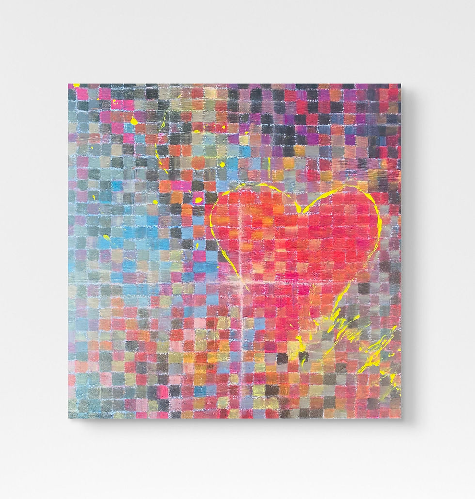 “Mosaic- Who is your muse?” 2025. Mixed media on canvas, 30cm x 30cm