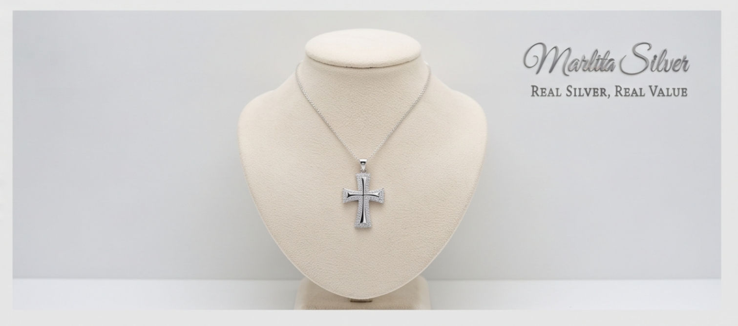 Polished Center Cross Sterling Silver Pendant
