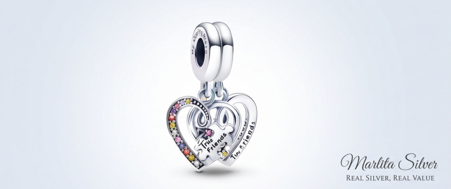 True Friends Puzzle Heart Charm