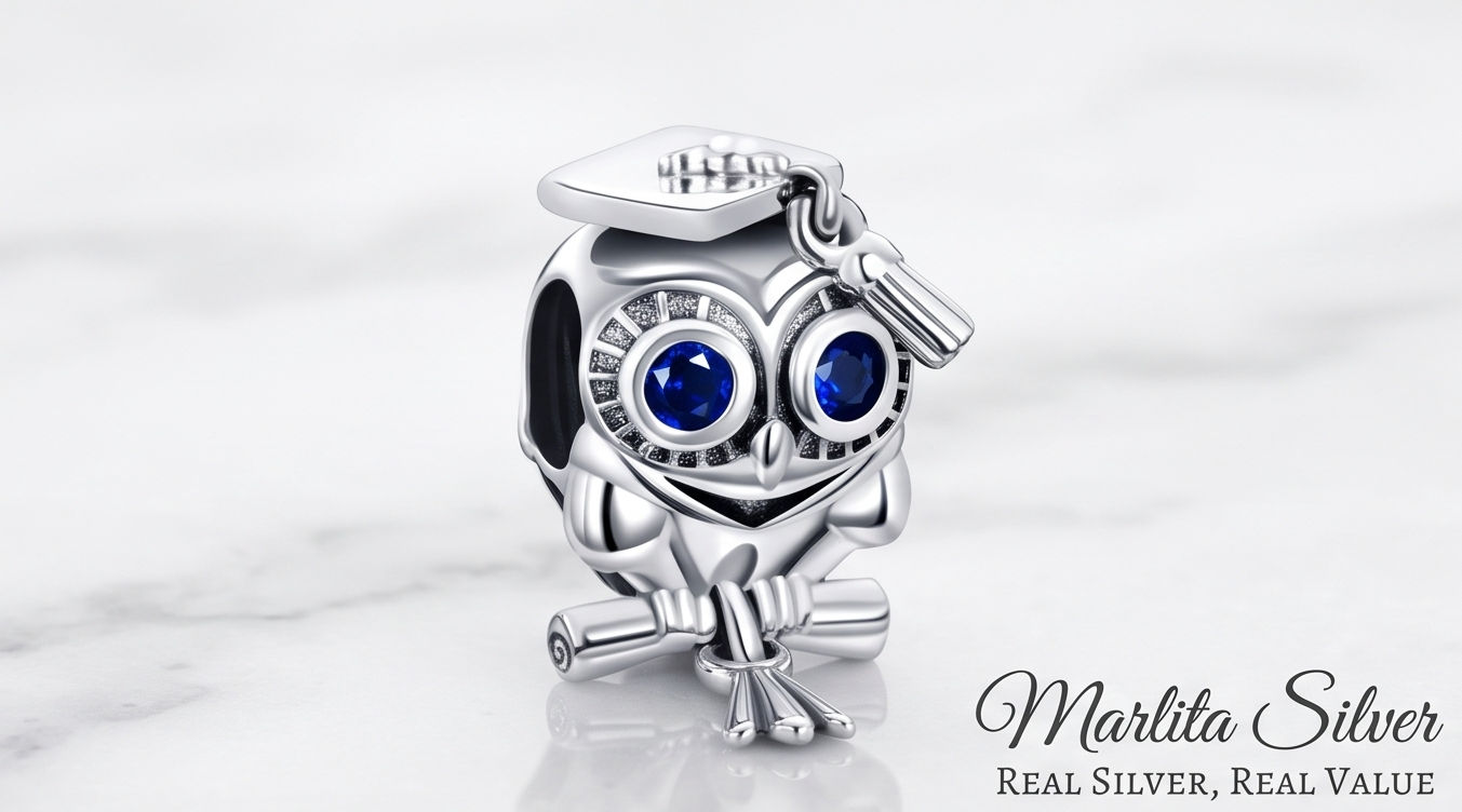 "Wise Graduate" Owl Graduation Charm