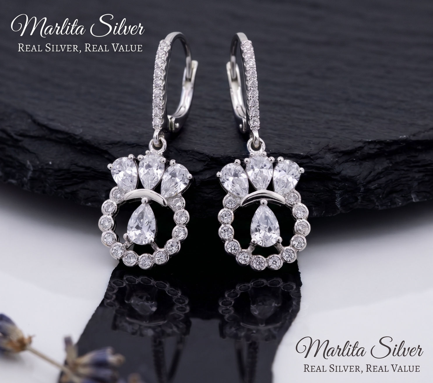 Radiant Pear-Cut Halo Drop Earrings