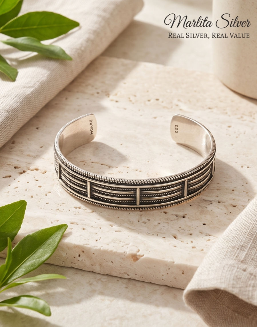 The Segmented Rail Cuff | Handcrafted 925 Sterling Silver Men’s Bracelet