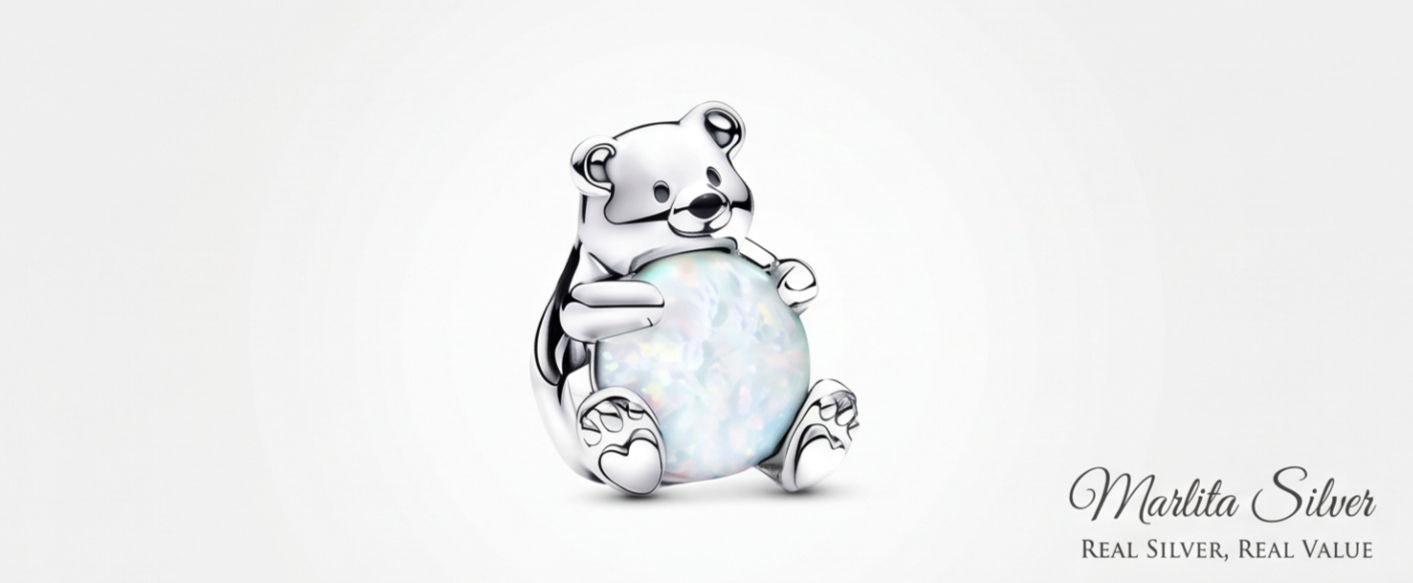 Opal Hugging Bear Charm