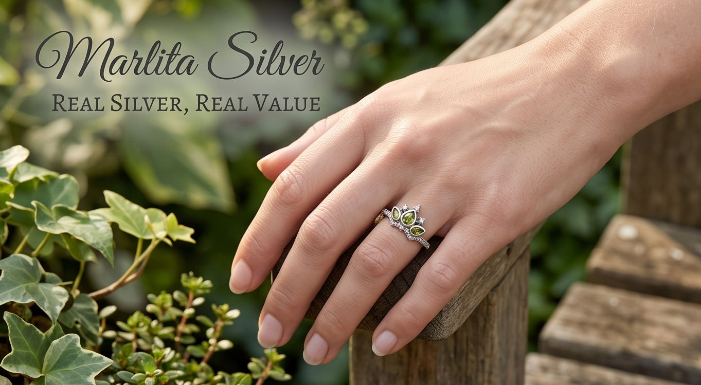 Forest Tiara: Green Peridot-Style Sterling Silver Ring