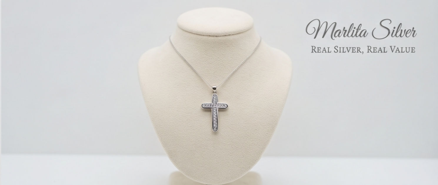 Classic Pavé Cross Sterling Silver Pendant