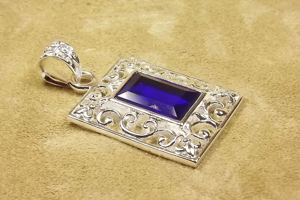 Blue Amethyst & Silver Pendant