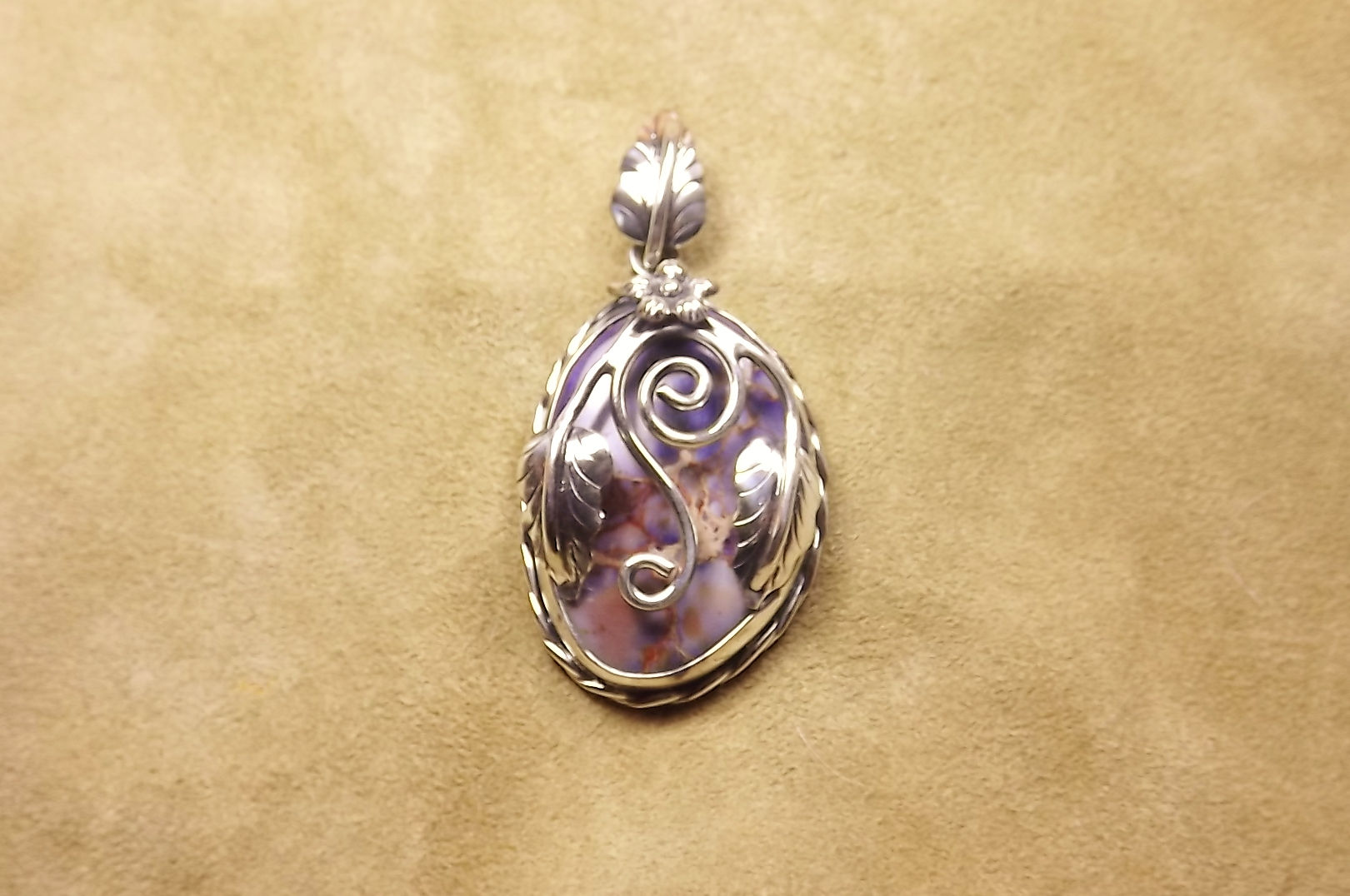 Mauve Sea Jasper & Silver Pendant