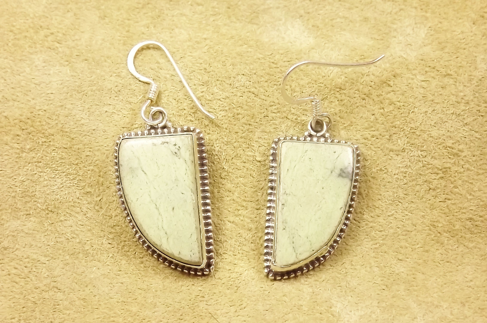 Jade Jasper & Silver Ear Rings