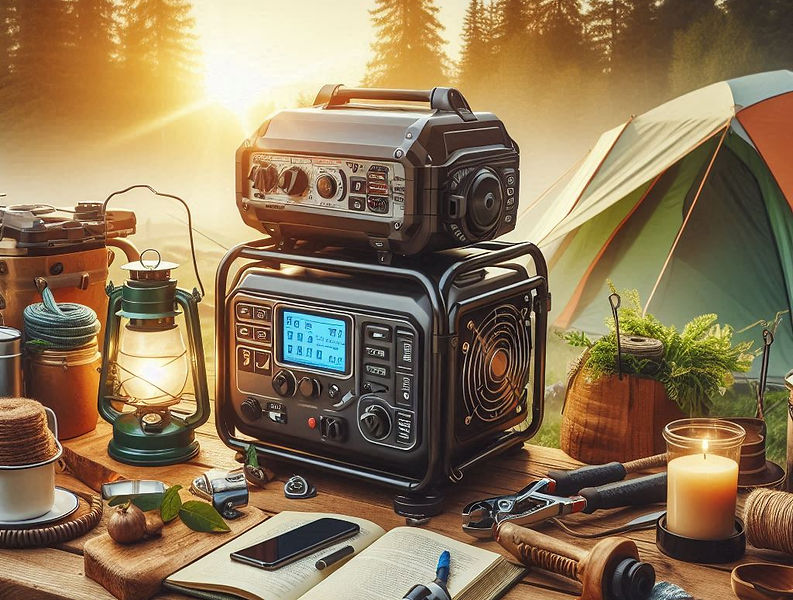 Side-by-side comparison of gas and solar generators for camping, highlighting key differences in power source, noise, and por