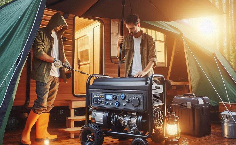 Portable gas generator running outdoors during a U.S. power outage in 2026, providing emergency backup electricity for homes.