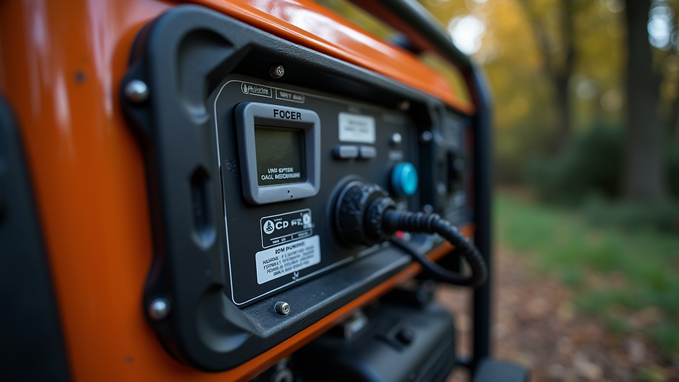 Close-up view of a generator control panel showing various settings
