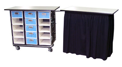 Tradeshow Case with Table Top, Skirt and Drawers - Custom Case - ATS Cases Massachusetts