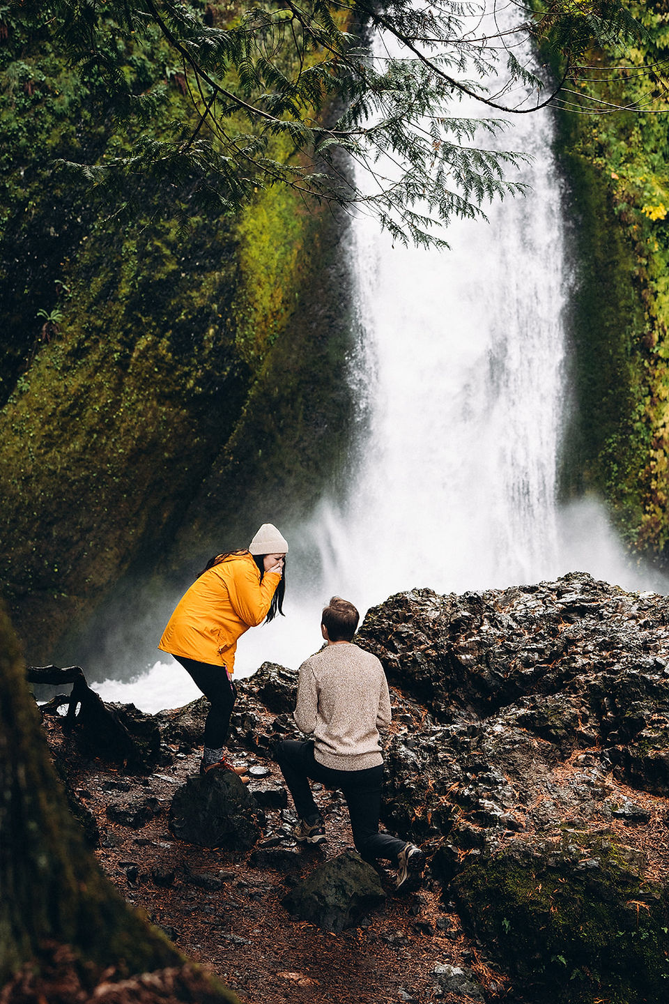 Surprise at waterfall