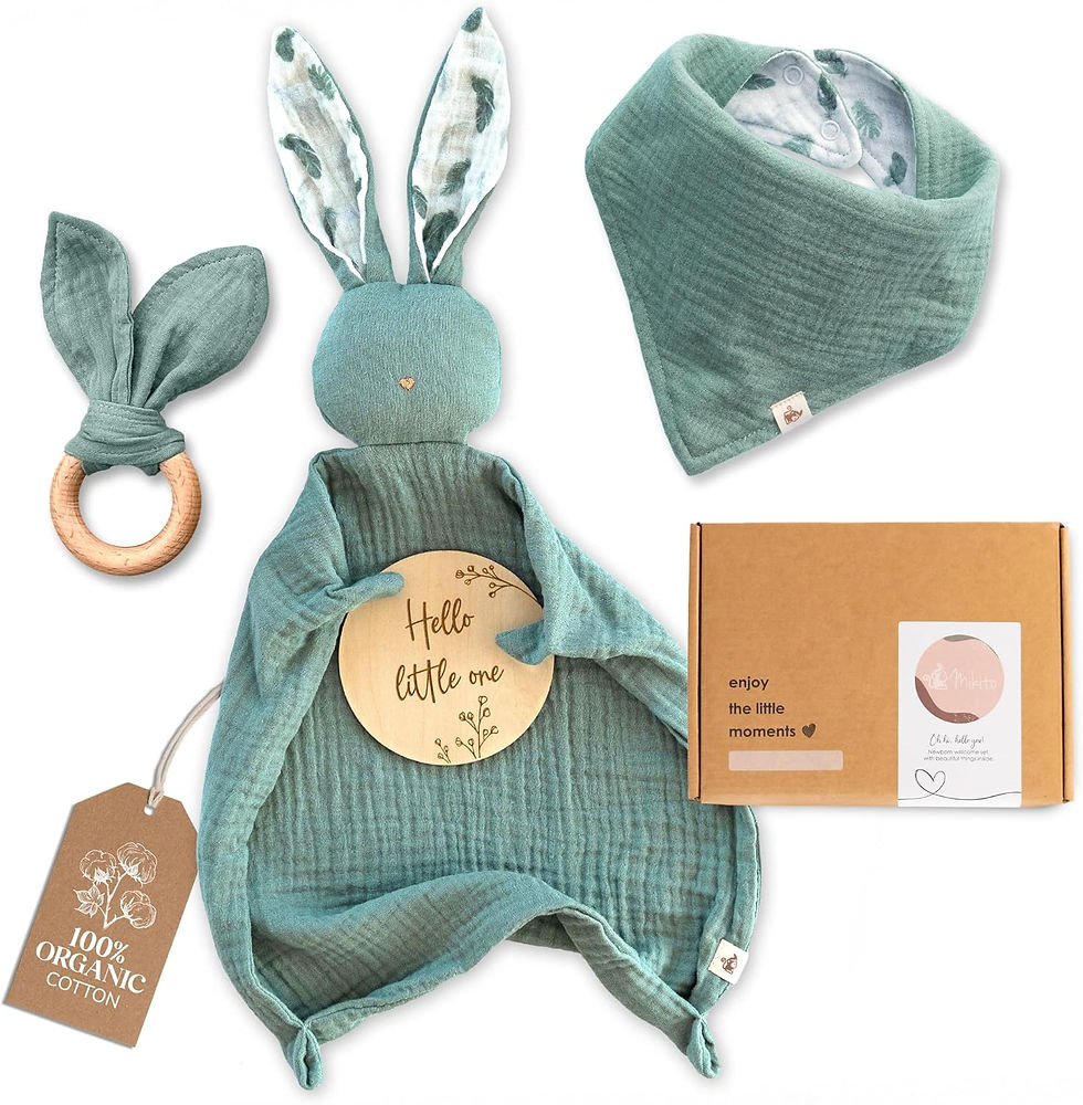 Wooden teething ring with fabric