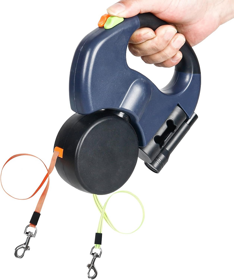 Miniatura: Dual Pet Leash Retractable Reflective Lead 360 Swivel Double Dog Walking Leash
