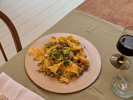 Pappardelle with Pork, Sprout and Sage Ragu