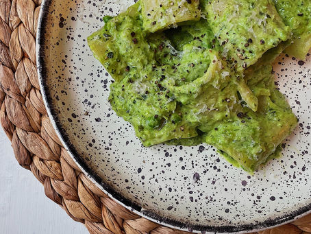 Mascarpone, Pea and Mint Paccheri 