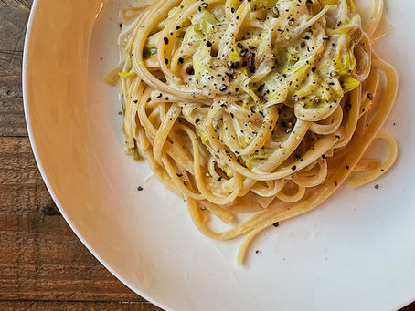 Leek and White Wine Linguine