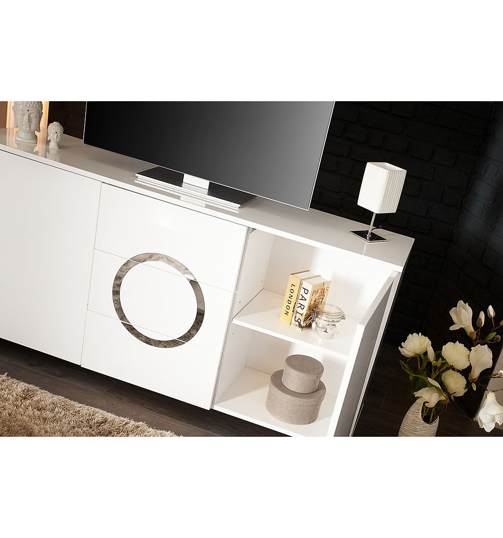 Mesa De Televisión Moderna Blanco y espejo