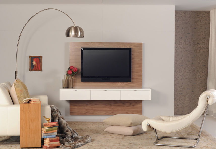 Centro Entretenimeinto Oculta Cables Flotante en Madera