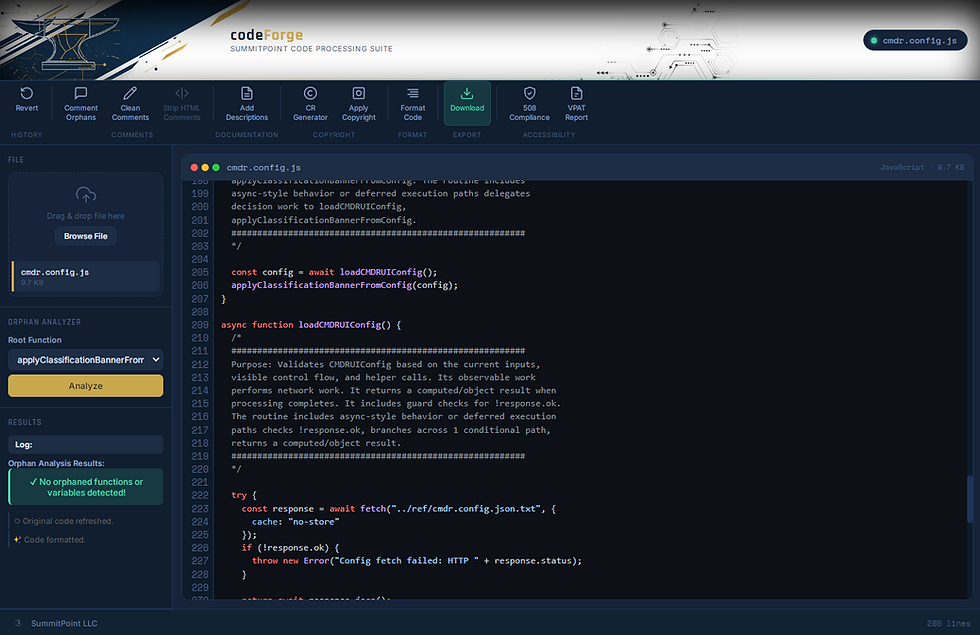 Live capture of codeForge