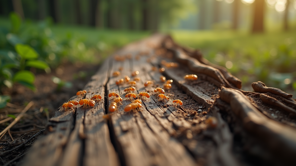 High angle view of dampwood termite-infested wood