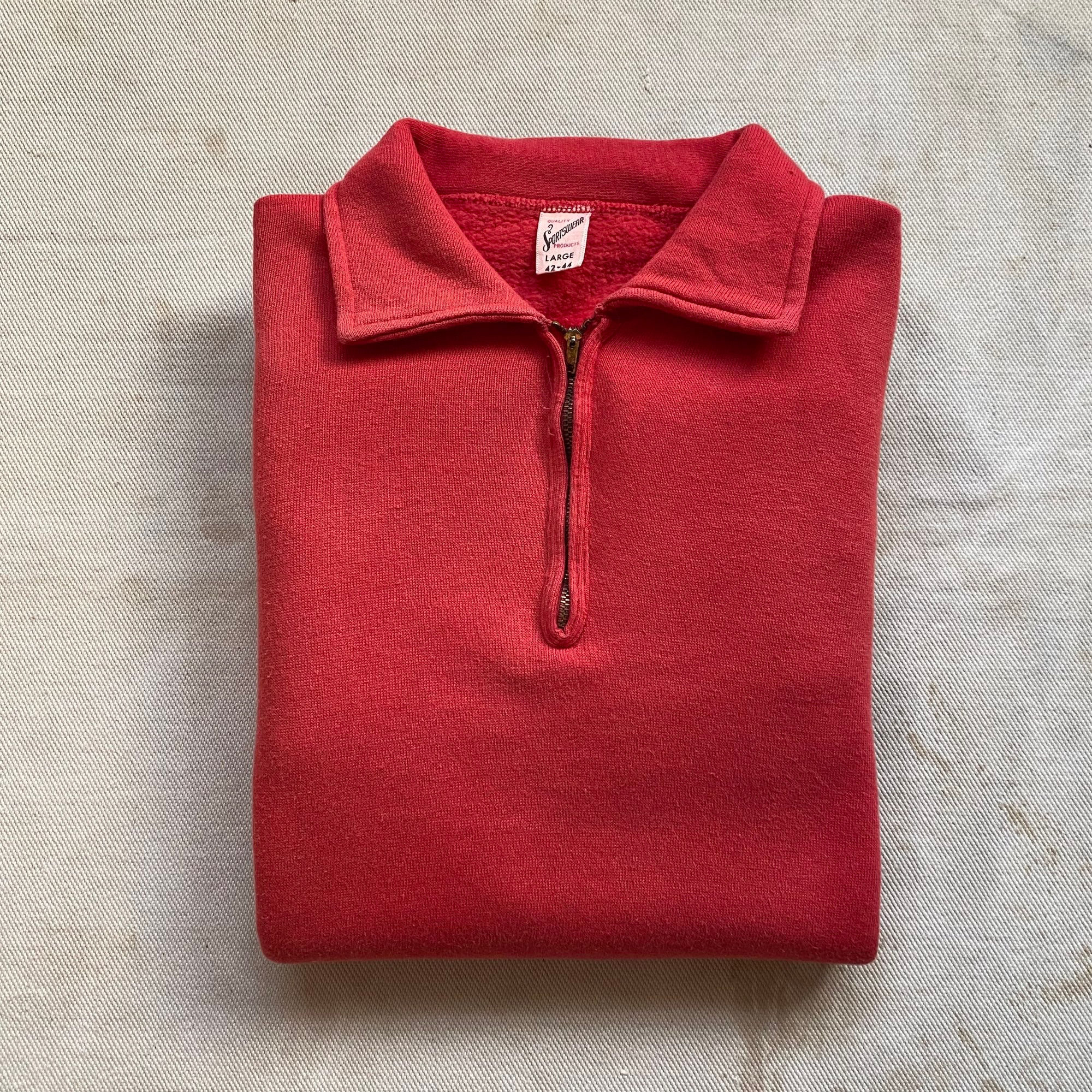 50’s SPORTSWEAR QUARTER ZIP PLAIN SWEAT SHIRT