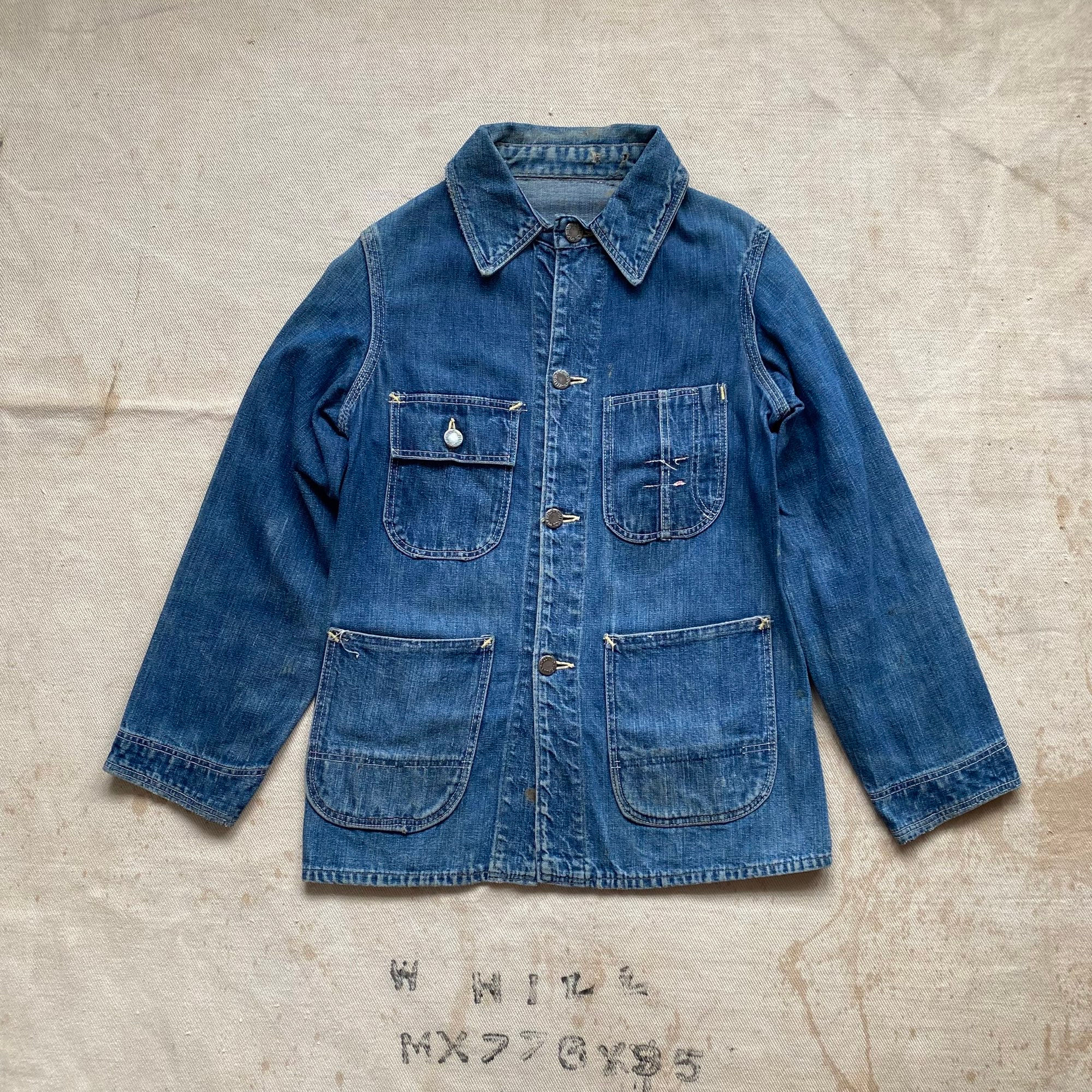 50’s ALLIED CLOTHIERS DENIM CHORE JACKET WITH HAND EMBROIDERED 