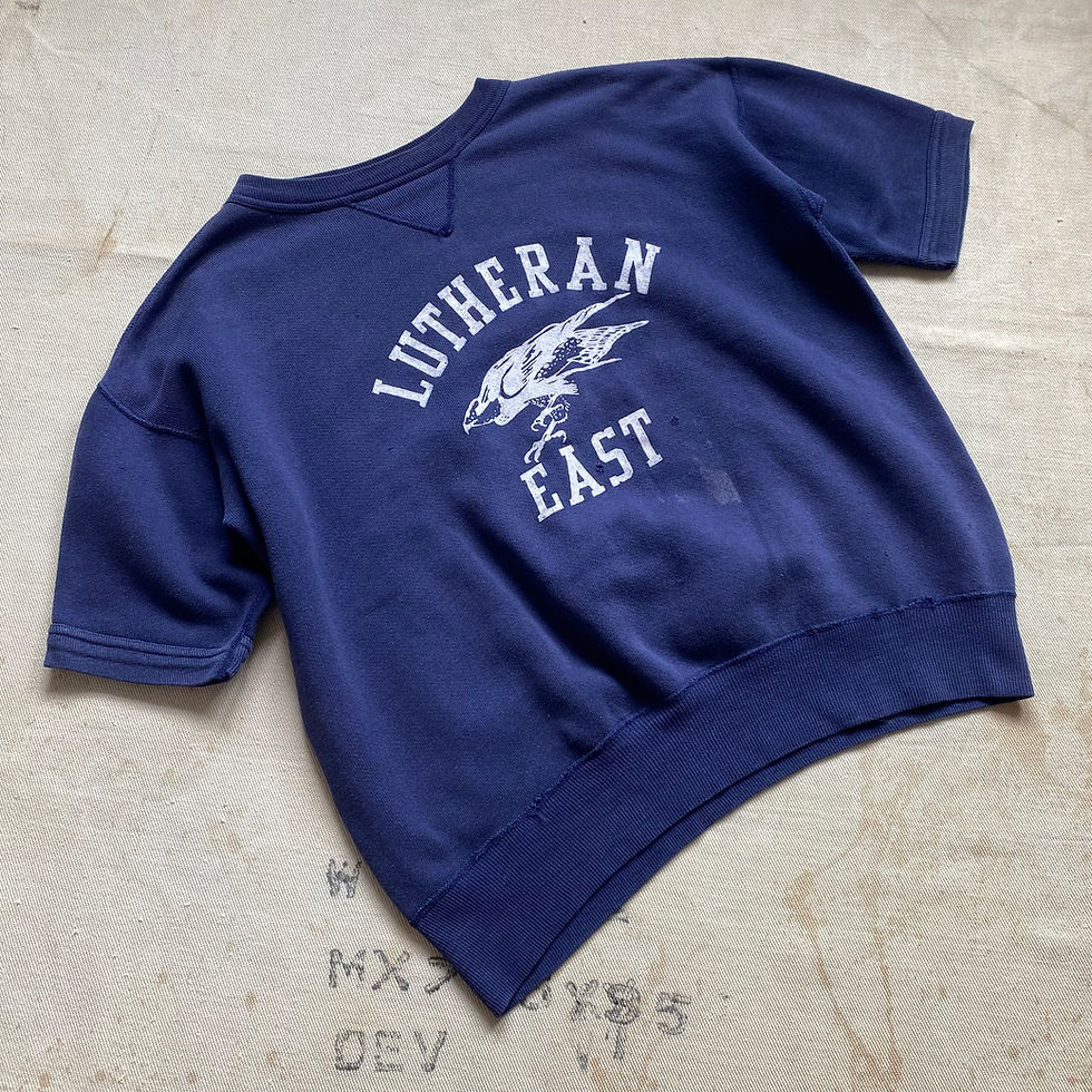 Thumbnail: 60’s UNKNOWN BRAND SINGLE V FLOCK PRINT S/S SWEAT SHIRT