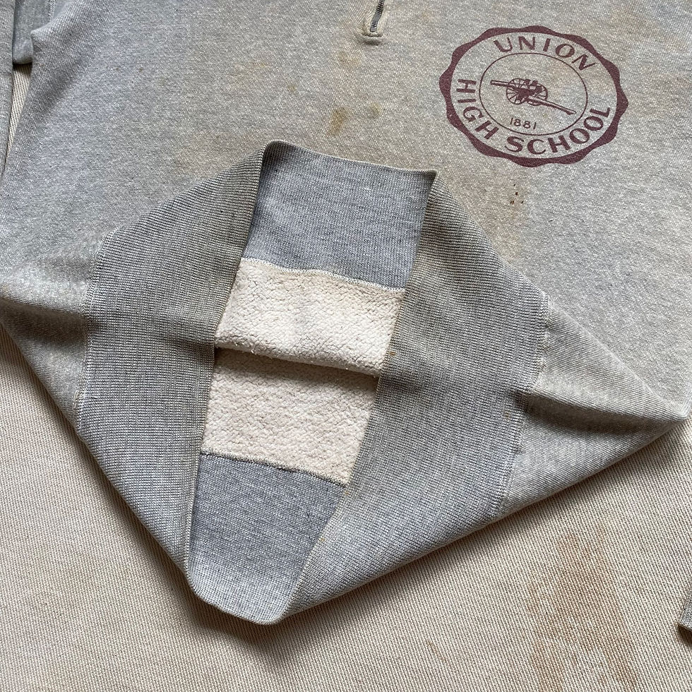 섬네일: 50’s UNKNOWN BRAND QUARTER ZIP COLLEGIATE WATER PRINT SWEAT SHIRT