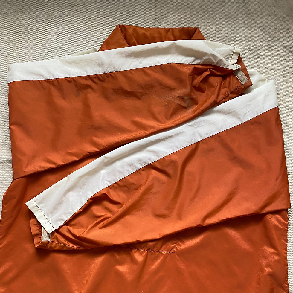 Thumbnail: 70’s NIKE PINWHEEL LOGO PRINT NYLON HALF ZIP PULLOVER JACKET ORANGE SWOOSH LABEL