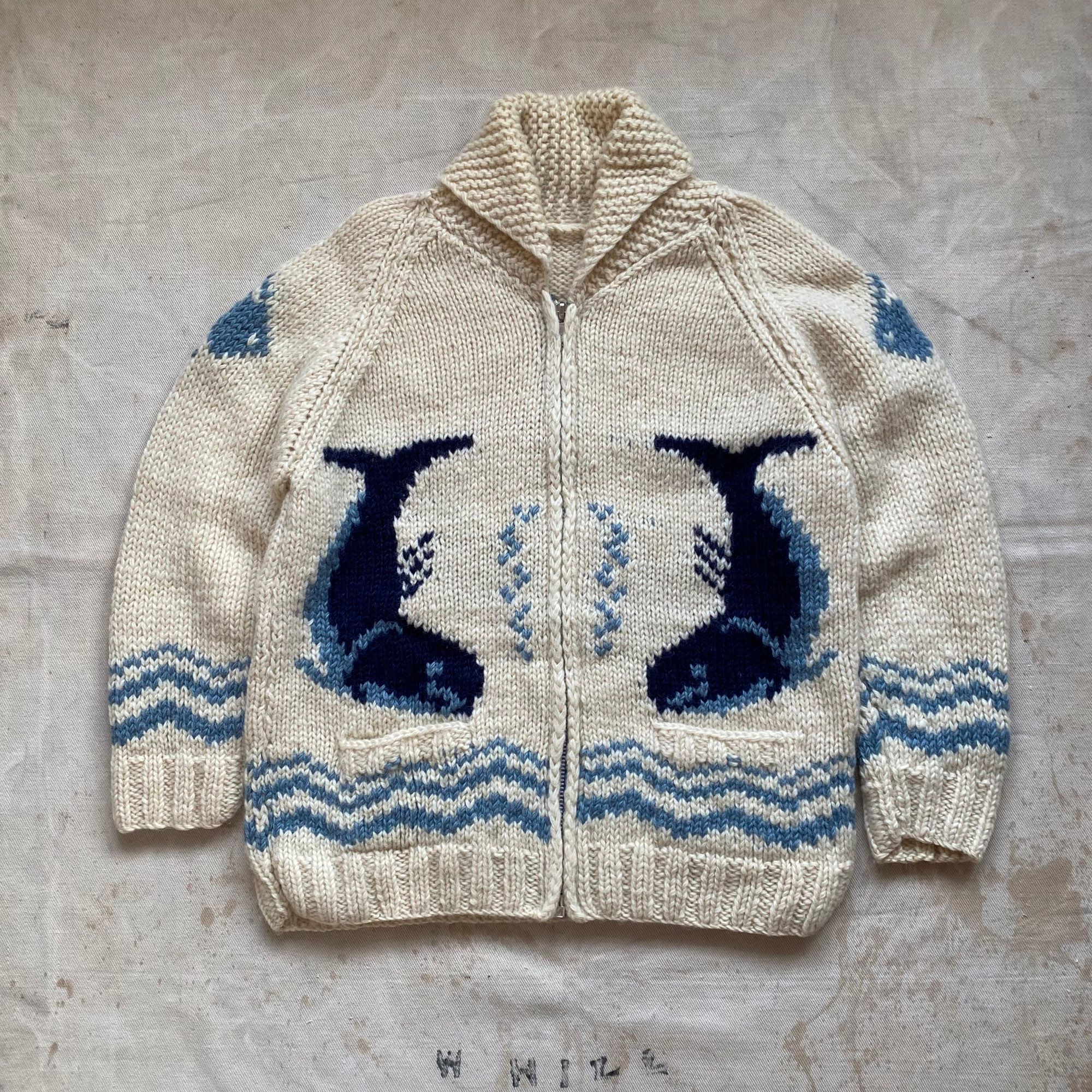 60’s UNKNOWN BRAND FULL ZIP COWICHAN KNIT SWEATER 