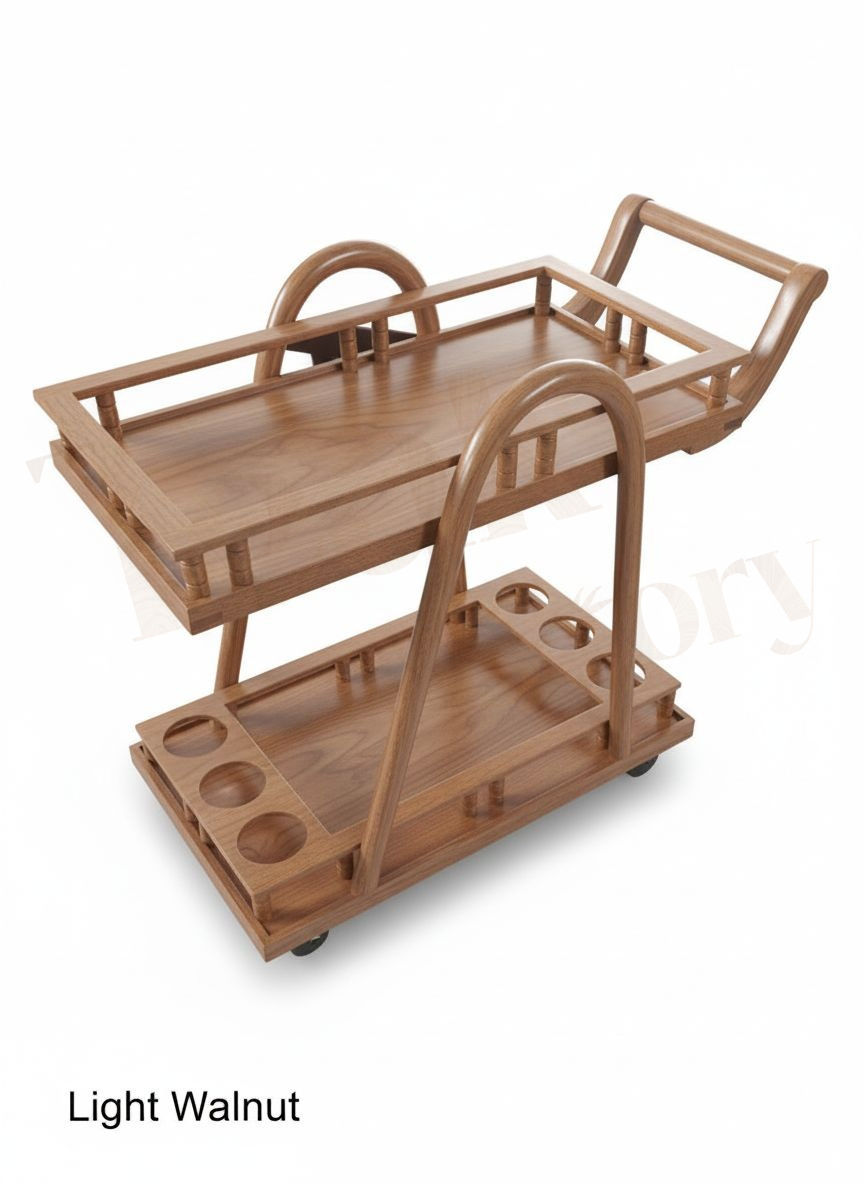 Thumbnail: Solid Teak Wood Rolling Service Bar Cart