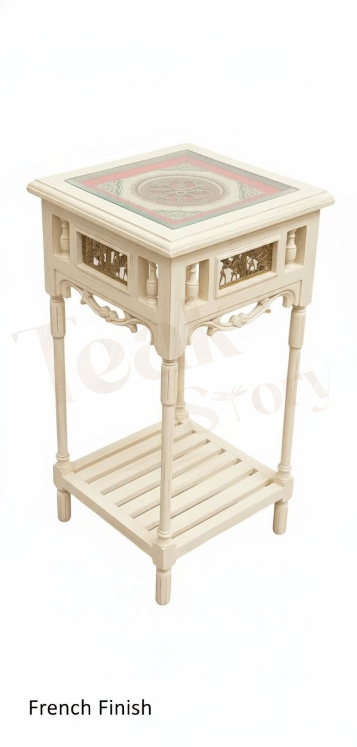 Thumbnail: Handcarved Teak Wood Accent Table