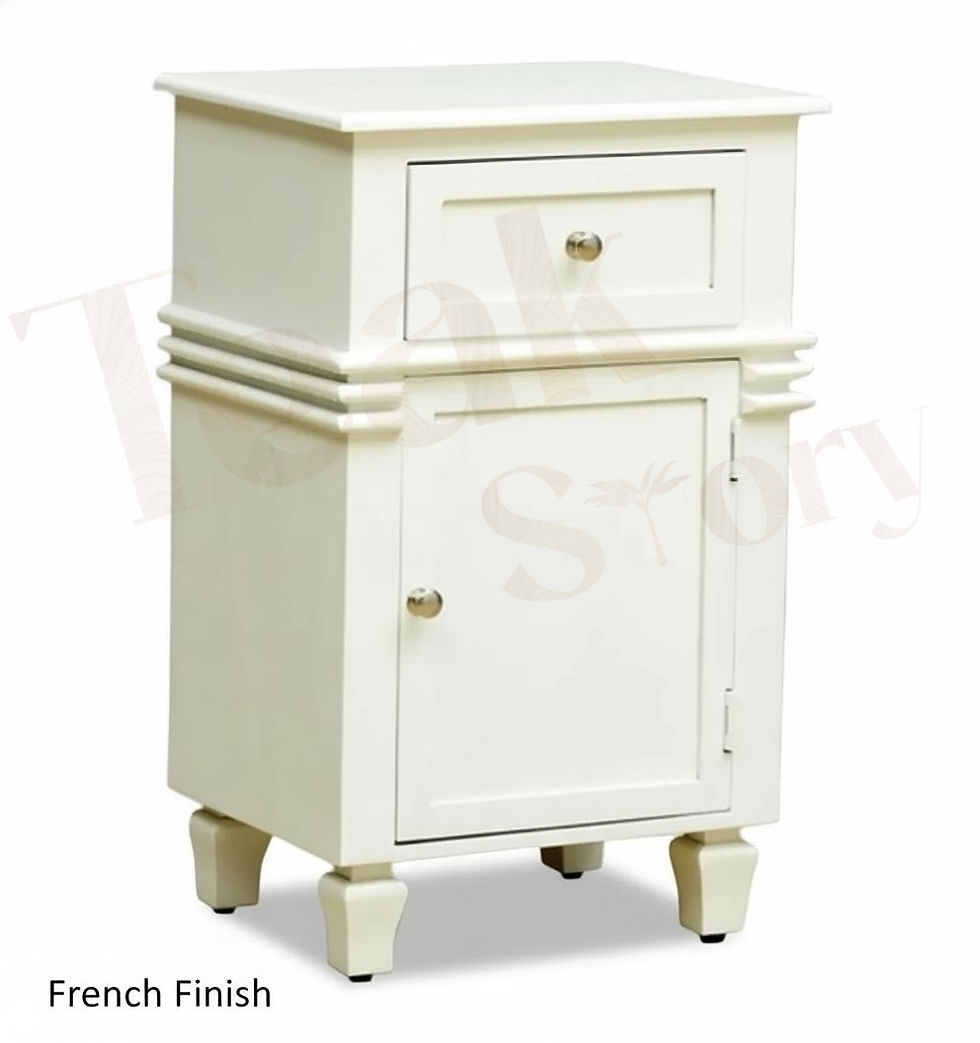 Thumbnail: Solid Teak Wood Bedside Table with Drawer & Cabinet Storage